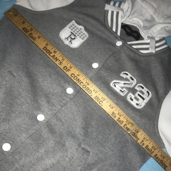 NEW LOOK varsity letterman style jacket hoodie snap up closure size M - Picture 6 of 8